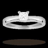 Princess Cut 0.40 Carat Solitaire Diamond Ring In Platinum - Ring Size J