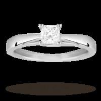 Princess Cut 0.40 Carat Solitaire Diamond Ring In 18 Carat White Gold