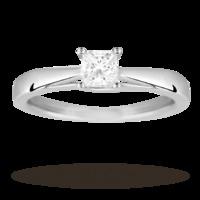 Princess Cut 0.40 Carat Solitaire Diamond Ring In 18 Carat White Gold - Ring Size N