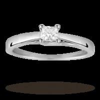 Princess Cut 0.25 Carat Solitaire Diamond Ring In 18 Carat White Gold