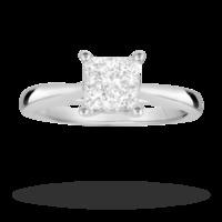 Princess Cut 0.75 Carat Total Weight Invisible Set Diamond Ring Set in 18 Carat White Gold - Ring Size M