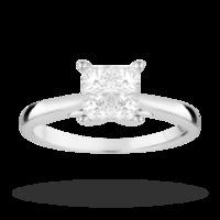 Princess Cut 1.00 Carat Total Weight Invisible Set Diamond Ring Set in 18 Carat White Gold - Ring Size J