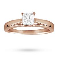 Princess Cut 0.50 Carat Solitaire Diamond Ring In 18 Carat Rose Gold - Ring Size P