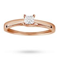 princess cut 025 carat solitaire diamond ring in 18 carat rose gold ri ...