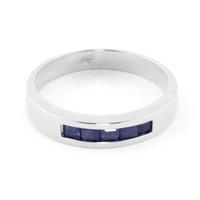 Princess Cut Sapphire Ring 0.6ctw in 9ct White Gold