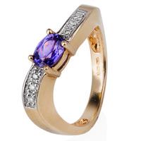 Pre-Owned 14ct Yellow Gold Amethyst and Diamond Wave Ring 4332917