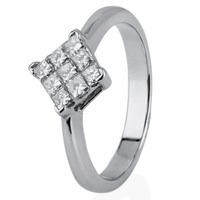 Pre-Owned 18ct White Gold Square Diamond Cluster Ring 4112116