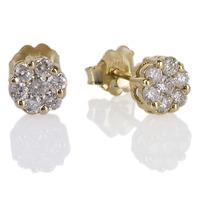 Pre-Owned 14ct Yellow Gold Seven Stone Diamond Cluster Earrings 4333140