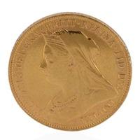 Pre-Owned 22ct Yellow Gold 1900 Queen Victoria Full Sovereign Coin 4170940