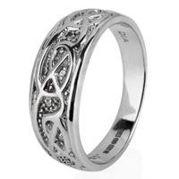 pre owned 9ct white gold mens diamond set celtic band ring 4115323