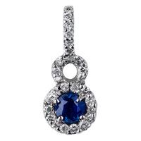pre owned 14ct white gold sapphire and diamond cluster pendant 4314685