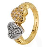 Pre-Owned 18ct Yellow Gold Diamond Double Heart Ring 4212113