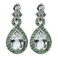 Pre-Owned 14ct White Gold Green Garnet and Green Quartz Drop Earrings 4317986