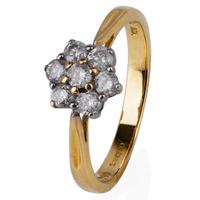 pre owned 18ct yellow gold diamond seven stone cluster ring 4112957