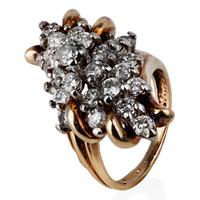 pre owned 9ct yellow gold diamond spray ring 4332778