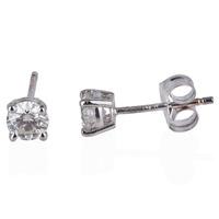 pre owned 14ct white gold diamond four claw stud earrings 4333129