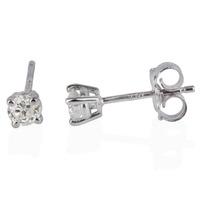 Pre-Owned 14ct White Gold Diamond Four Claw Stud Earrings 4333121
