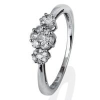 Pre-Owned 14ct White Gold Triple Diamond Cluster Ring 4329365