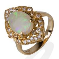 Pre-Owned 14ct Yellow Gold Opal and Diamond Cluster Ring 4332092