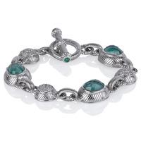 Pre-Owned Silver Judith Ripka Green Stone Set T-Bar Bracelet 4334012