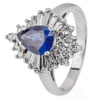 pre owned 14ct white gold sapphire and diamond cluster ring 4328038