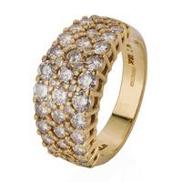 Pre-Owned 18ct Yellow Gold Three Row Diamond Band Ring 4328152