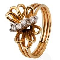 Pre-Owned 14ct Yellow Gold Diamond Butterfly Ring 4328115
