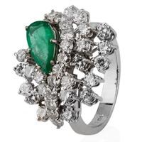 Pre-Owned 14ct White Gold Emerald and Diamond Cluster Ring 4332947