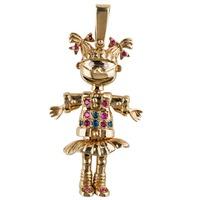 pre owned 9ct yellow gold multi stone rag doll pendant 4156521