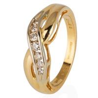 pre owned 18ct yellow gold channel set diamond cross over ring 4112237