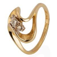 pre owned 14ct yellow gold three stone diamond twist ring 4332844