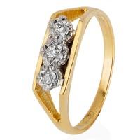 pre owned 18ct yellow gold diamond trilogy ring 4111381