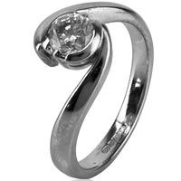 pre owned 18ct white gold diamond single stone twist ring 4112143