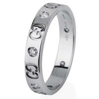 Pre-Owned Gucci 18ct White Gold Diamond Set Band Ring 4112167