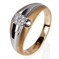 Pre-Owned 14ct Two Colour Gold Mens Diamond Cluster Signet Ring 4315128