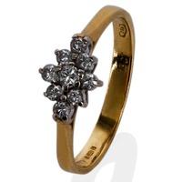 Pre-Owned 18ct Yellow Gold Nine Stone Diamond Cluster Ring 4185954