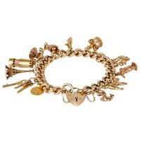Pre-Owned 9ct Yellow Gold Curb Style Charm Bracelet and Charms 4123795
