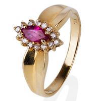 pre owned 14ct yellow gold marquise ruby and diamond ring 4185310
