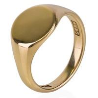 pre owned 18ct yellow gold mens plain oval signet ring 4115297