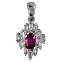 Pre-Owned 14ct White Gold Ruby and Diamond Cluster Pendant 4314107