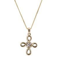 Pre-Owned 9ct Two Colour Gold Infinite Cross Necklace 4156530