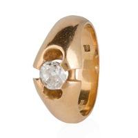 Pre-Owned 18ct Yellow Gold Old Round Cut Diamond Signet Ring 4332941