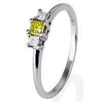 Pre-Owned 14ct White Gold Yellow and White Diamond Ring 4329545