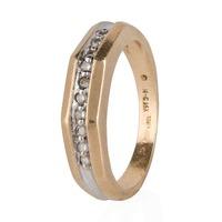 pre owned 14ct two colour gold diamond half eternity ring 4332877