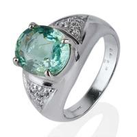 Pre-Owned 18ct White Gold Oval Cut Paraiba Tourmaline and Diamond Ring 4148224