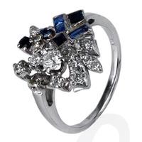 pre owned 9ct white gold diamond and sapphire ring 4332573