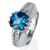 Pre-Owned 14ct White Gold Blue Topaz and Diamond Ring 4332628