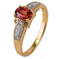 Pre-Owned 14ct Yellow Gold Pink Topaz and Diamond Ring 4332624