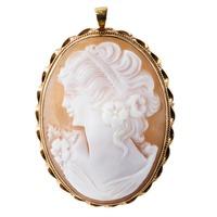 pre owned 9ct yellow gold cameo brooch 4112185