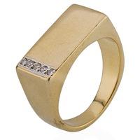 pre owned 18ct yellow gold mens diamond set signet ring 4115359